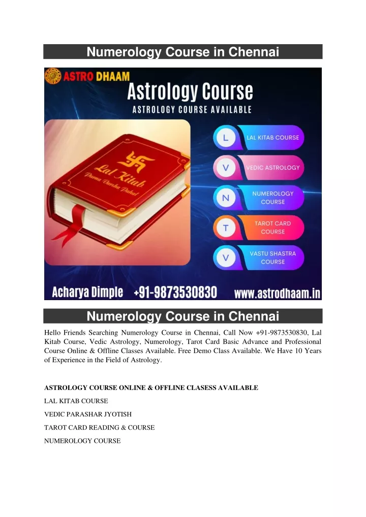 numerology course in chennai