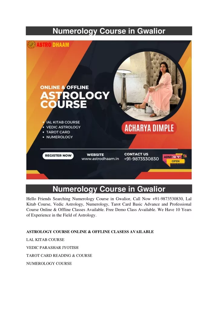 numerology course in gwalior