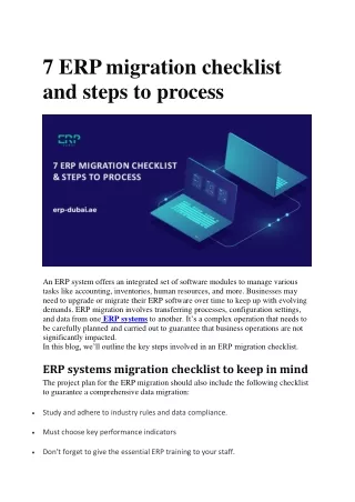7 ERP migration checklist and steps to process