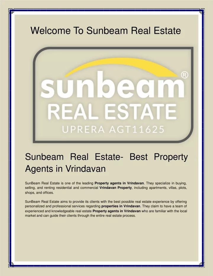 welcome to sunbeam real estate