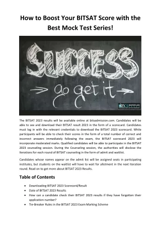 how to boost your bitsat score with the best mock