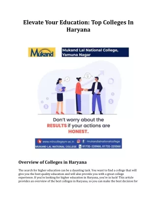 Elevate Your Education_ Top Colleges In Haryana