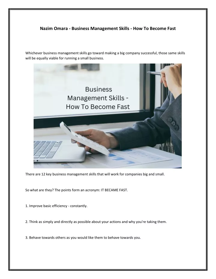 nazim omara business management skills