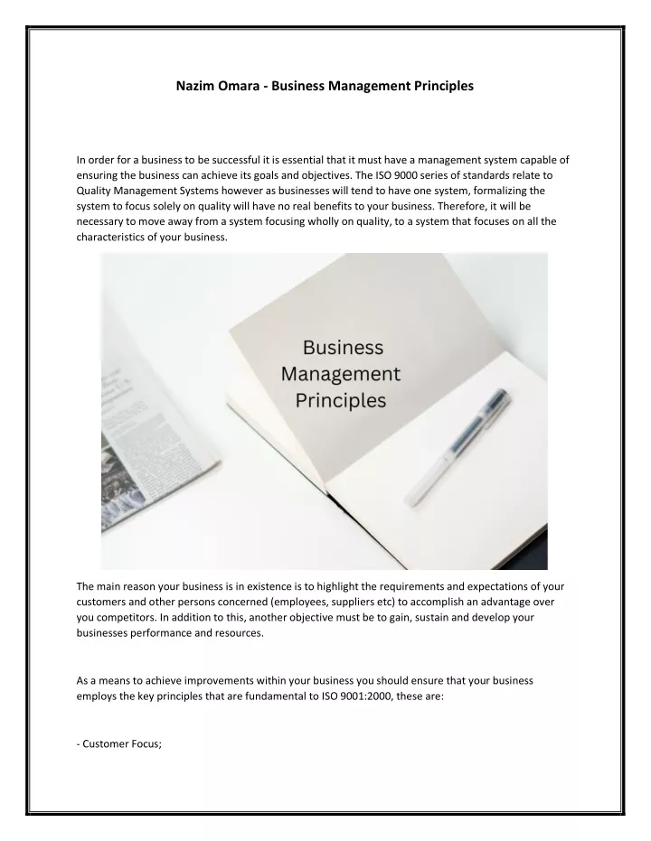 nazim omara business management principles