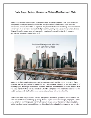 Nazim Omara - Business Management Mistakes Most Commonly Made