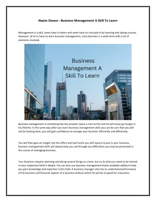 nazim omara business management a skill to learn