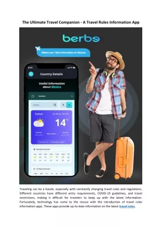 The Ultimate Travel Companion - A Travel Rules Information App