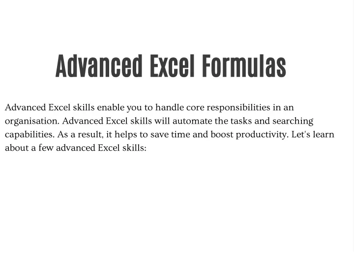 advanced excel formulas