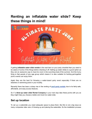 Renting an inflatable water slide