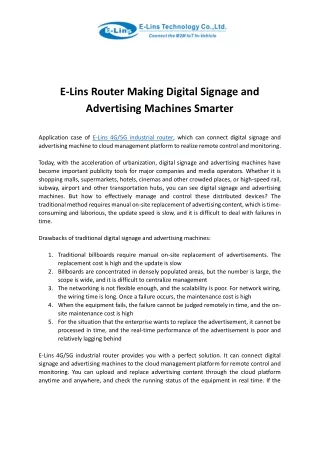 e lins router making digital signage