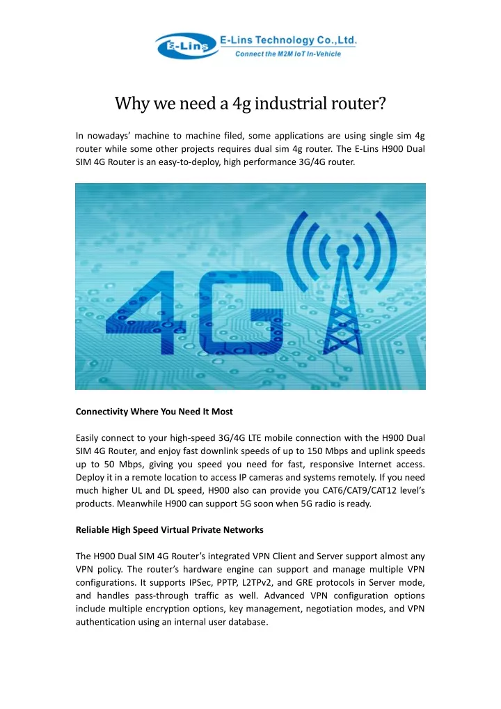 why we need a 4g industrial router