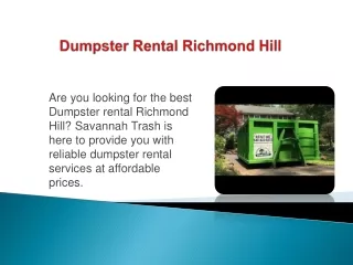 Dumpster Rental Richmond Hill