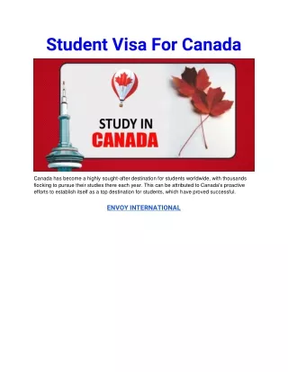Student Visa For Canada