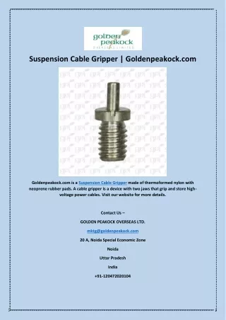 Suspension Cable Gripper | Goldenpeakock.com