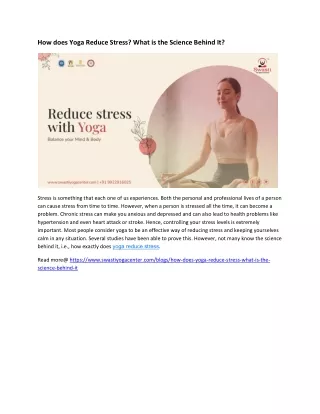How does Yoga Reduce Stress What is the Science Behind It