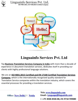 Certified Language Translation Company In India|Linguainfo