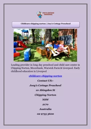 Childcare chipping norton | Joey's Cottage Preschool