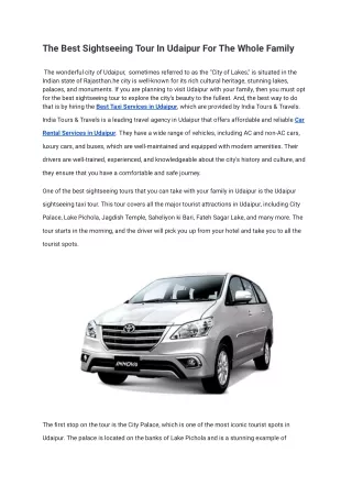 _The Best Sightseeing Tour In Uaipur For The Whole Family