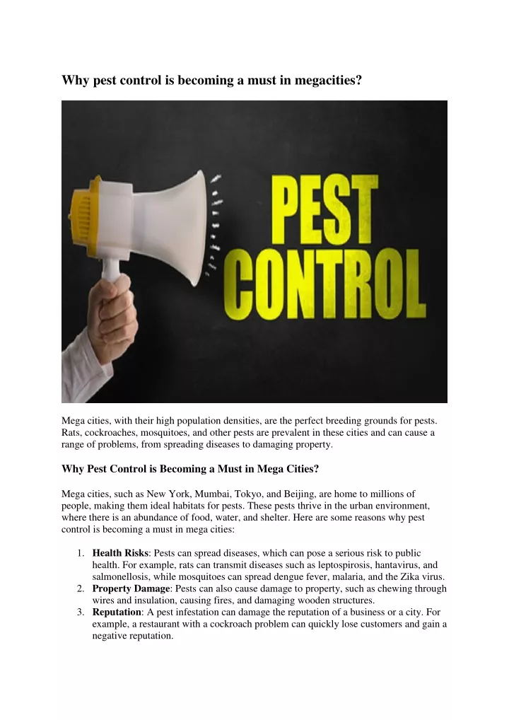 why pest control is becoming a must in megacities