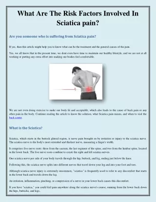 What Are The Risk Factors Involved In Sciatica pain?