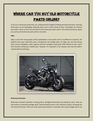 Where Can You Buy Old Motorcycle Parts Online?