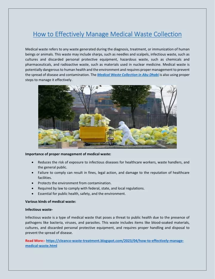 how to effectively manage medical waste