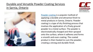 Durable and Versatile Powder Coating Services in Sarnia, Ontario