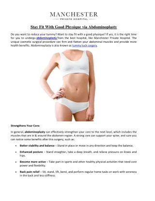Stay Fit With Good Physique Via Abdominoplasty