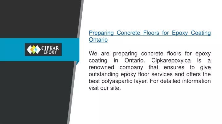 preparing concrete floors for epoxy coating