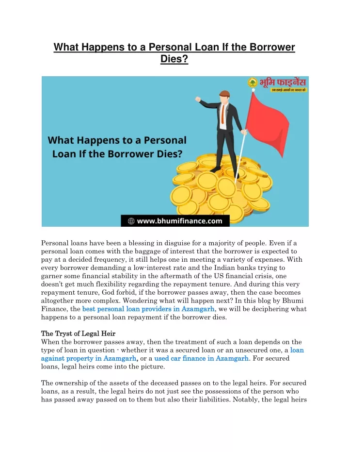 what happens to a personal loan if the borrower
