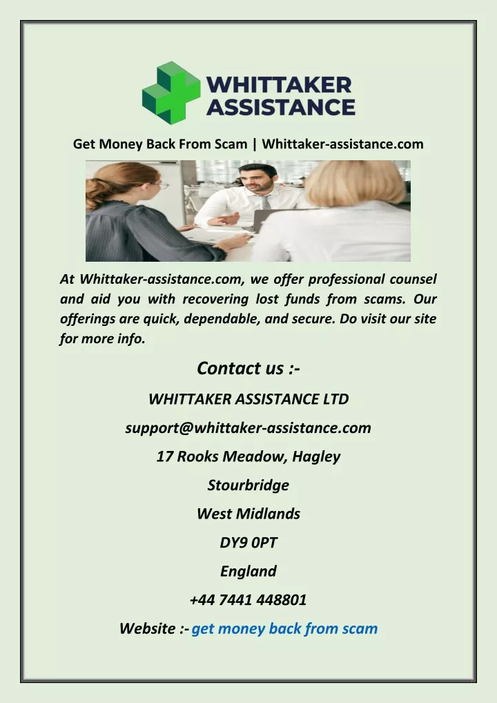 get money back from scam whittaker assistance com