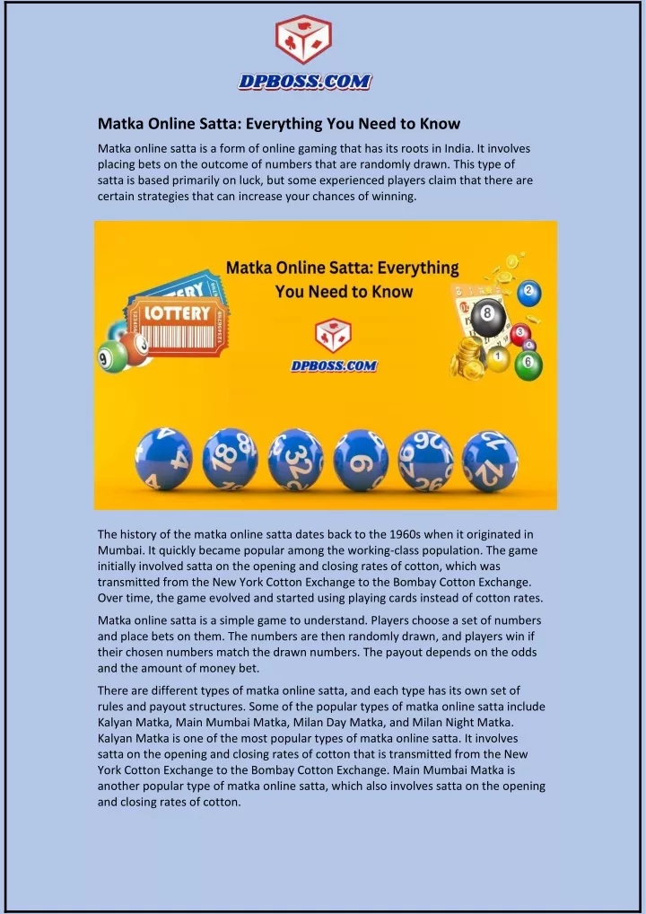 matka online satta everything you need to know