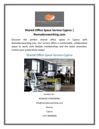 Shared Office Space Service Cyprus Nomadscoworking.com