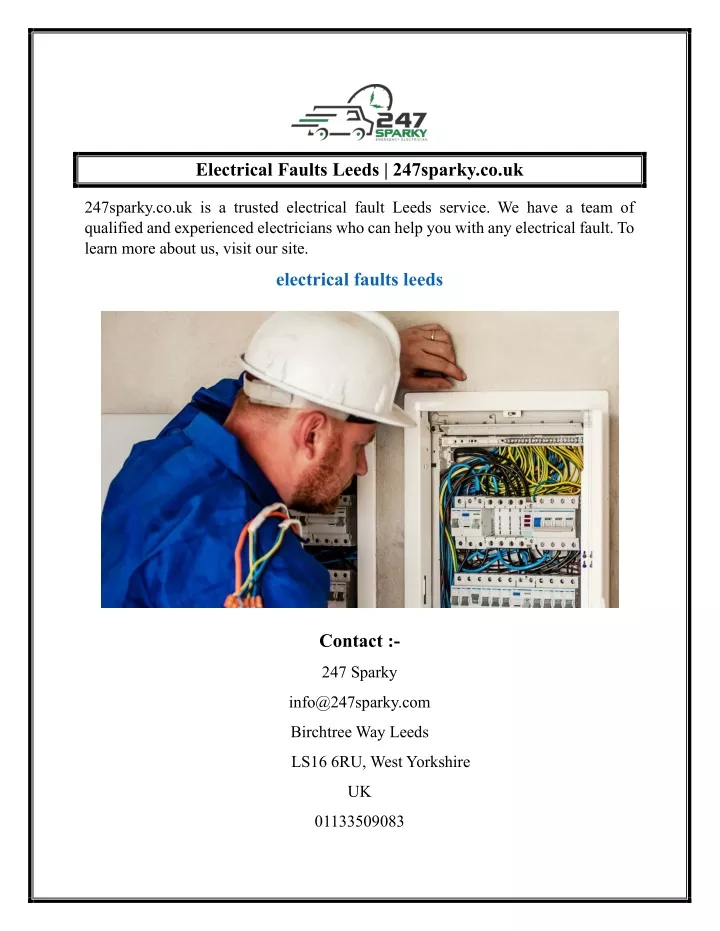 electrical faults leeds 247sparky co uk