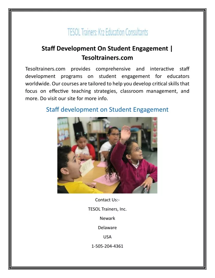 staff development on student engagement