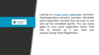 Cheap Yacht Registration  Yachtregistration.company