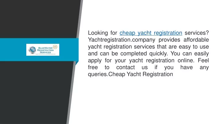 looking for cheap yacht registration services