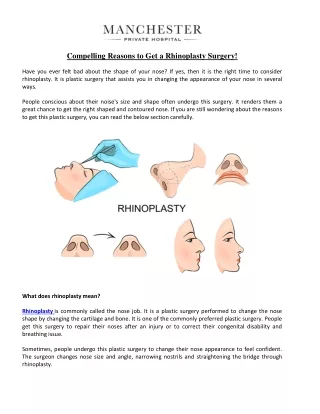 Compelling Reasons to Get A Rhinoplasty Surgery!
