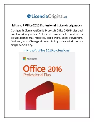 Microsoft Office 2016 Professional  Licenciaoriginal.es