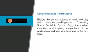 Coworking Space Rental Cyprus  Nomadscoworking.com