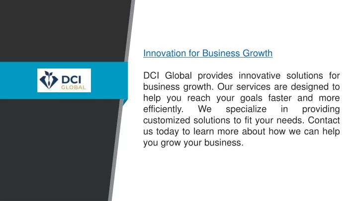 innovation for business growth dci global
