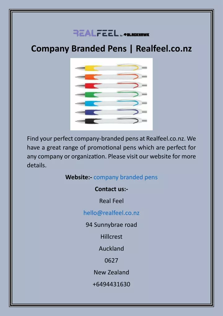 company branded pens realfeel co nz