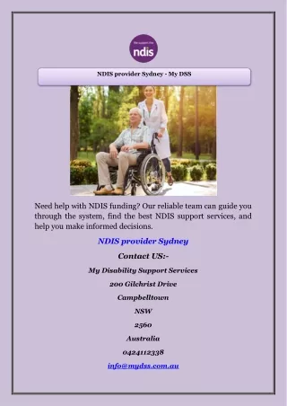 NDIS provider Sydney - My DSS