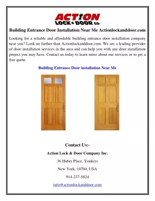 building entrance door installation near