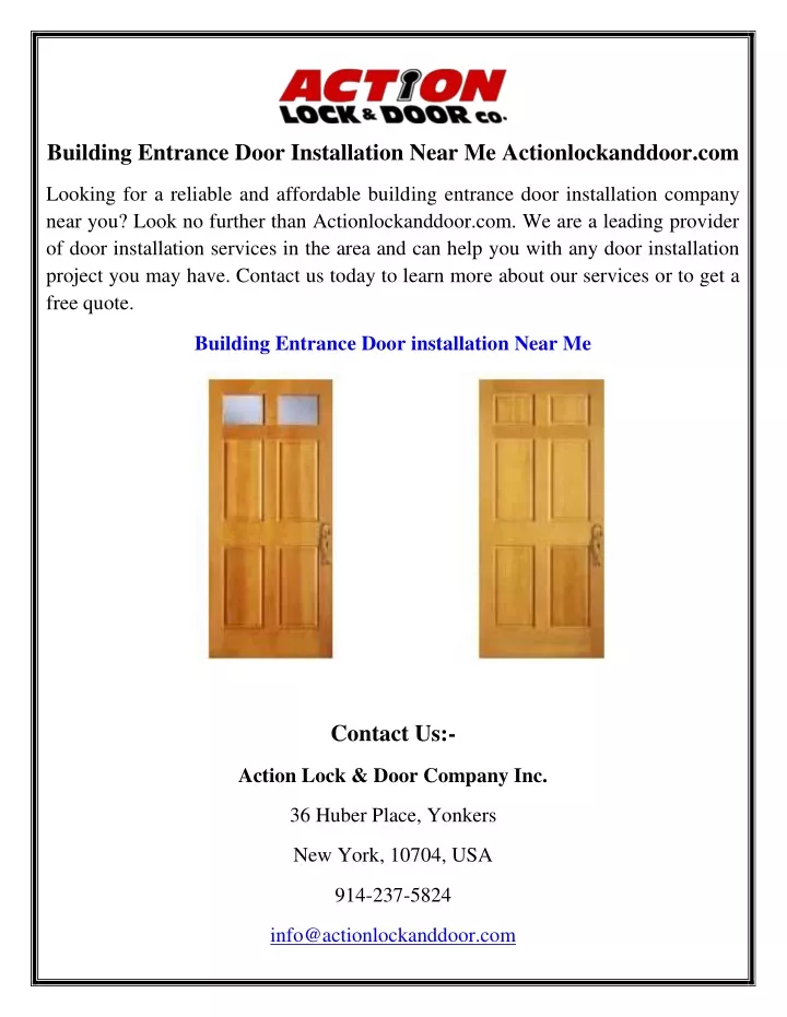 building entrance door installation near