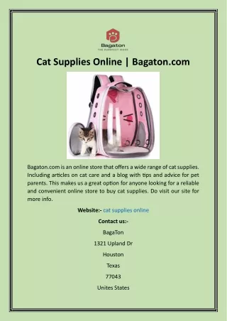 Cat Supplies Online  Bagaton