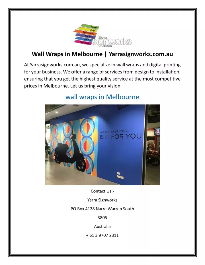 wall wraps in melbourne yarrasignworks com au