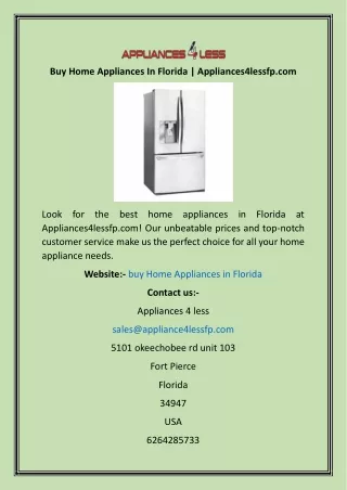 Buy Home Appliances In Florida  Appliances4lessfp
