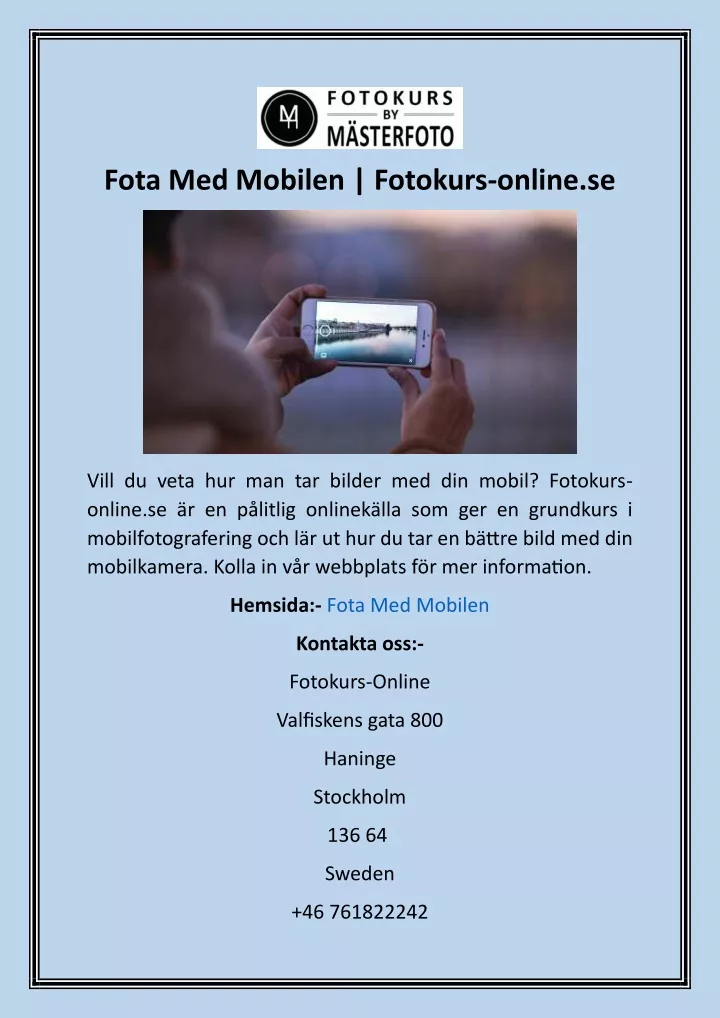 fota med mobilen fotokurs online se