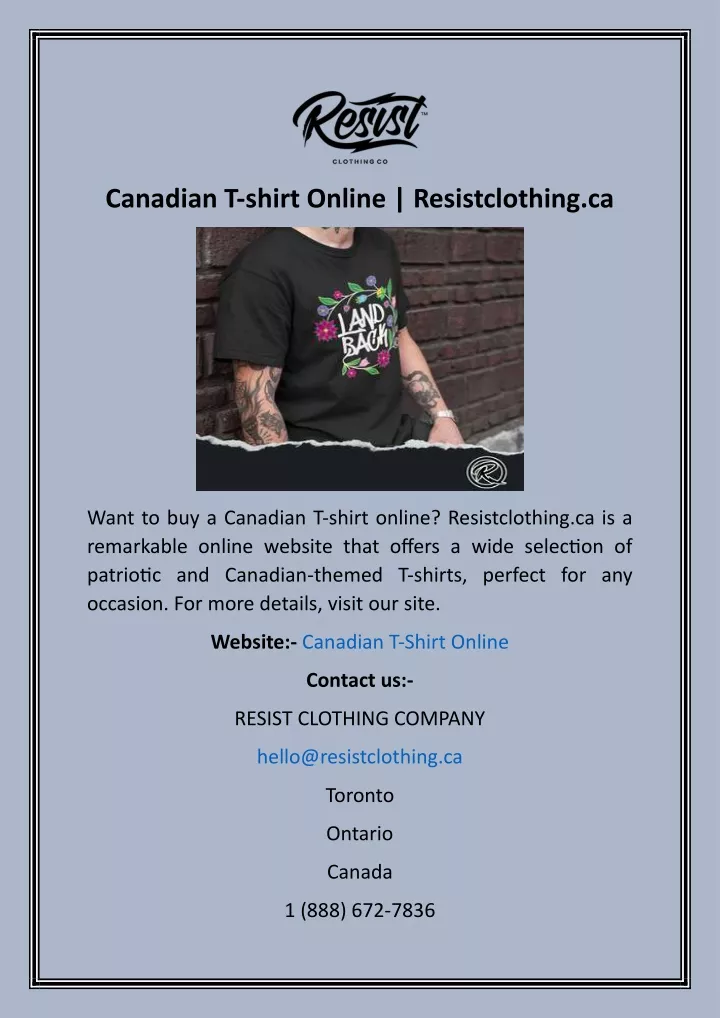 canadian t shirt online resistclothing ca